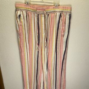 Old Navy Striped High Waisted Linen Pants (Medium)